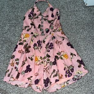 Pink floral romper